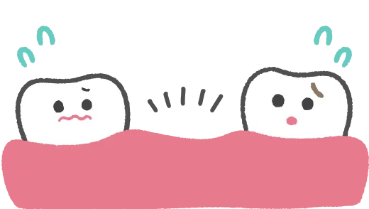 本来の位置に生えてこない歯のイラスト